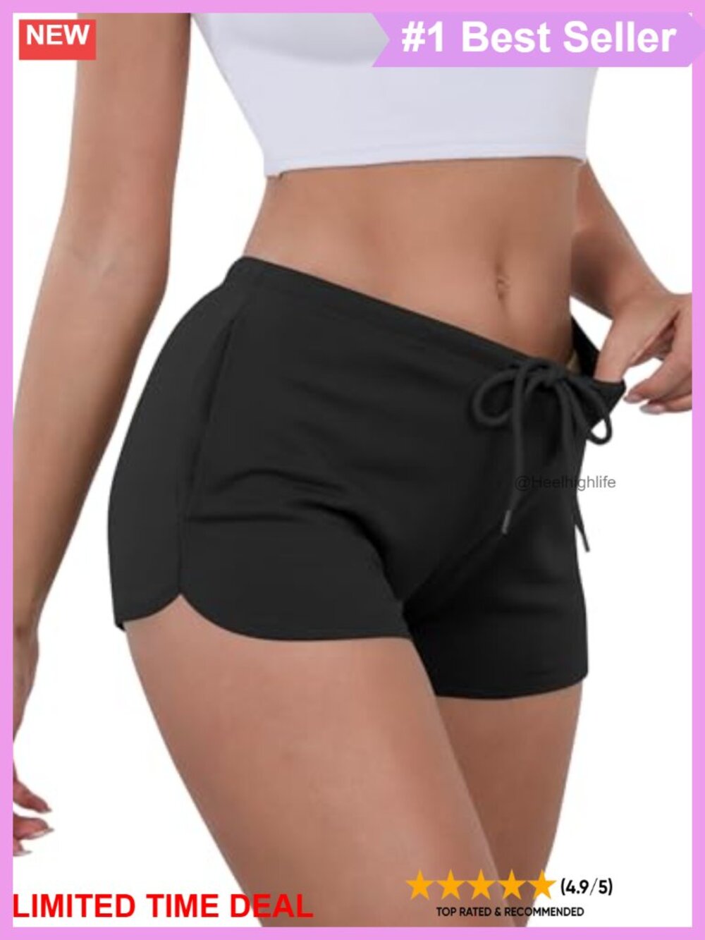 IECCP Women's Low Rise Dolphin Sweat Shorts with Drawstring & Pockets - Comfy